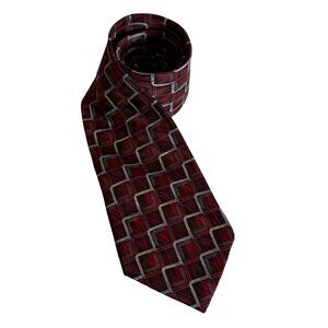 Stafford Red Geometric Silk Necktie Mens Tie Accessory Office Work Formal Gift